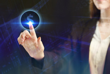 The concept of business, technology, the Internet and the network. A young entrepreneur working on...