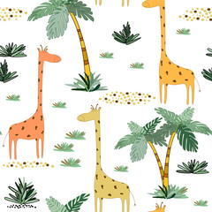 Creative seamless childish pattern with cute cartoon animals. © Alexey