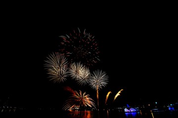 Fototapeta na wymiar Firework for celebration lighting art background