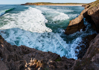 Atlantic ocean coast landscape (Algarve, Portugal).