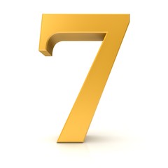 number 7 sign 3d golden