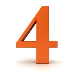 Fototapeta premium number 4 four orange 3d rendering sign isolated on white