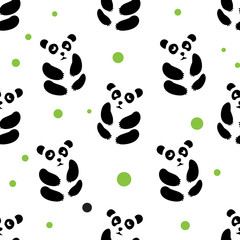 Fototapeta premium Panda seamless vector pattern
