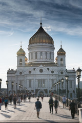 Fototapeta na wymiar Cathedral of Christ the Saviour in Moscow, Russia, the largest orthodox church ever built