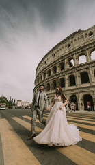 Bride and groom in Rome, Italy