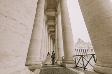 Wedding couple in Vatican, Rome, Italy