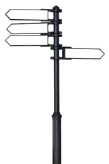 Many blank direction road sign on white background with clipping path.