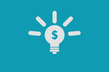 Millionaire idea. lit light bulb, finance concept. isolated flat design.