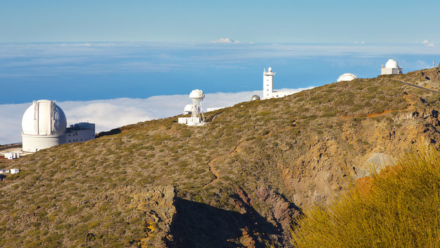 Complex of buildings of an Astronomical Observatory in Caldera de Taburiente, La Palma´s Island, Canary Islands, Spain