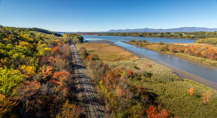 Train tracks by the Hudson River