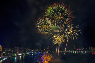 Pattaya International fire work in 2018, Fire work of thailand show.
