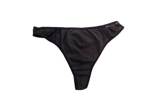 Black female panties isolated on white background.