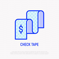 Check tape thin line icon. Modern vector illustration.