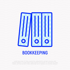 Bookkeeping symbol: stack of folders thin line icon. Modern vector illustration.