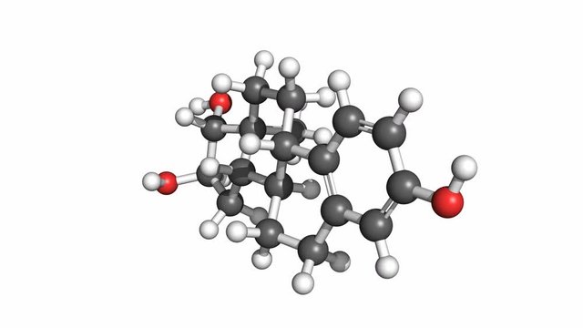 Estriol molecule, rotating ball and stick model, seamless loop
