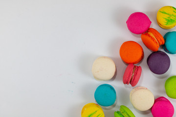 Fototapeta na wymiar colorful makaron sweets on white background . 