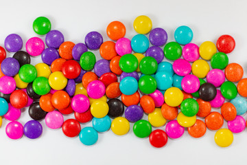 Fototapeta na wymiar colorful sweet circle shape . sugar yummy balls candy on white background . 