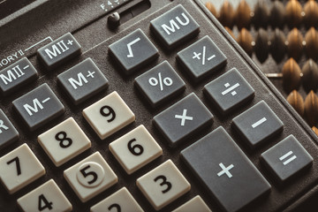 vintage abacus and calculator