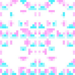 Pink and blue geometric pattern on white background
