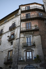 Fototapeta na wymiar Cosenza, Italy - June 12, 2018 : Building in Old Cosenza (Cosenza Vecchia)