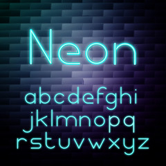 Glowing neon alphabet