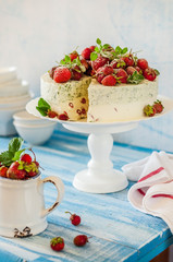Strawberry and Basil Ice Cream Cake