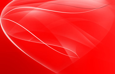 Abstract lines and curves heart on red background
