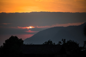 Sunset at national park of Khao Yai in Thailand