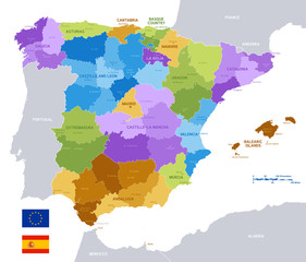 Vector Colorful Administrative Map of Spain