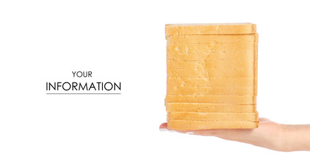 Toast bread in hand pattern on a white background isolation