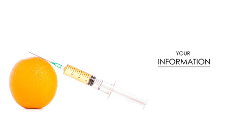 Syringe of orange pattern on a white background isolation