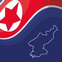 Fototapeta premium south korea flag and map over blue background, colorful design. vector illustration