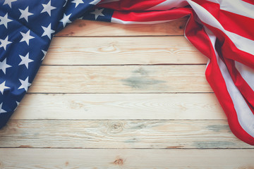 Antique America flag waving pattern background in red blue white color concept for USA 4th july independence day, symbol of patriot freedom and democracy. Glory pride in memorial day of liberty