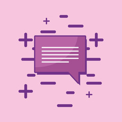 speech bubble icon over pink background, colorful line design. vector illustration