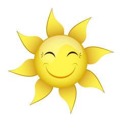 smiling yellow sun on a white background