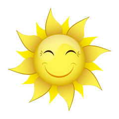 smiling yellow sun on a white background
