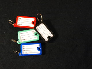 Chancery. Multicolored key tags
