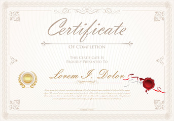 Certificate or diploma retro design template vector illustration 