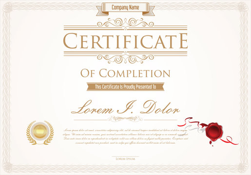 Certificate or diploma retro design template vector illustration