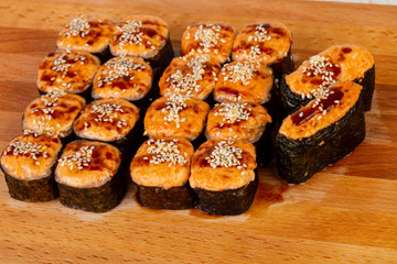 Baked roll with sesame