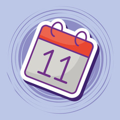 calendar icon over purple background, colorful design. vector illustration