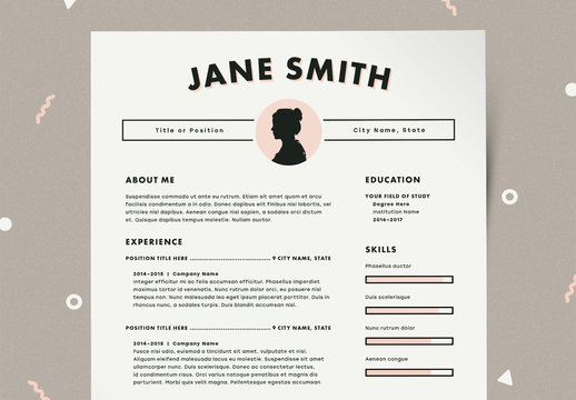 Resume Layout Kit with Profile Image Placeholder Element