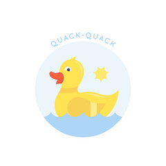 Swimming Little Duck Abstract Vector Sign, Emblem or Logo Template. Flat Style Cute Ducky Illustration. Good for Apparel Design, Tee Shirts, etc.