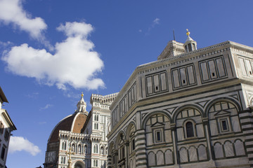 Architectural detail of Florence Duomoand its baptistery