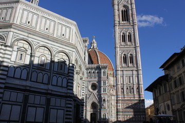 Architectural detail of Florence duomo Cathedral, its baptistery and Giotto bellfry