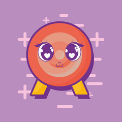 kawaii target icon over purple  background, colorful design. vector illustration