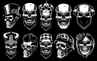 Set of different skulls.