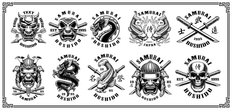Set of samurai emblems (for white background)