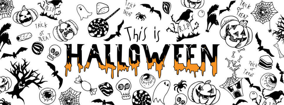Halloween doodles banner