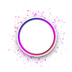 White round communication background with colorful network.